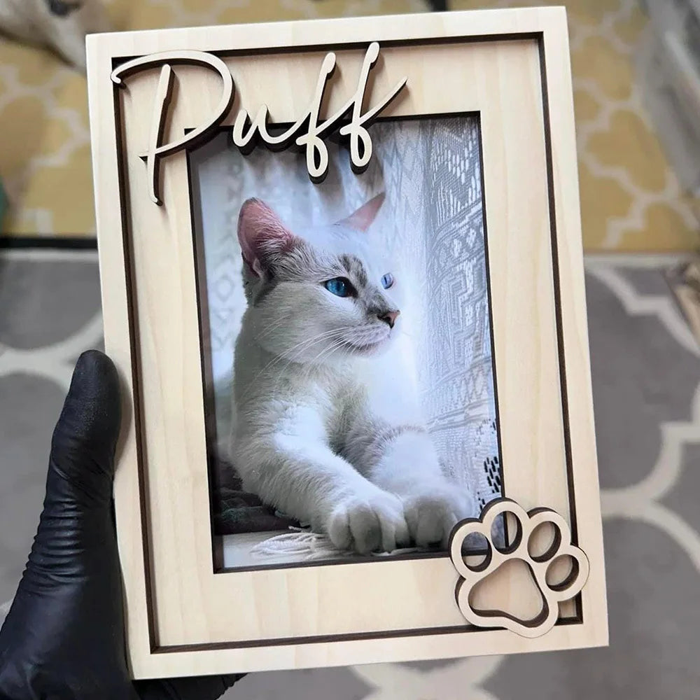 A personalized custom pet photo frame - personalized cat and dog photo frame, custom cat name photo frame, gift for cat lovers,