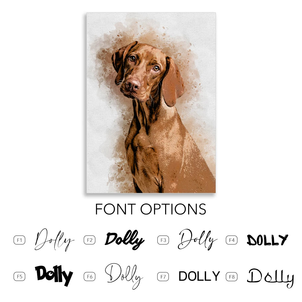 Personalized Pet Portrait from Photo - Custom Dog Cat Memorial Canvas Print - Watercolor Rainbow Bridge Gift