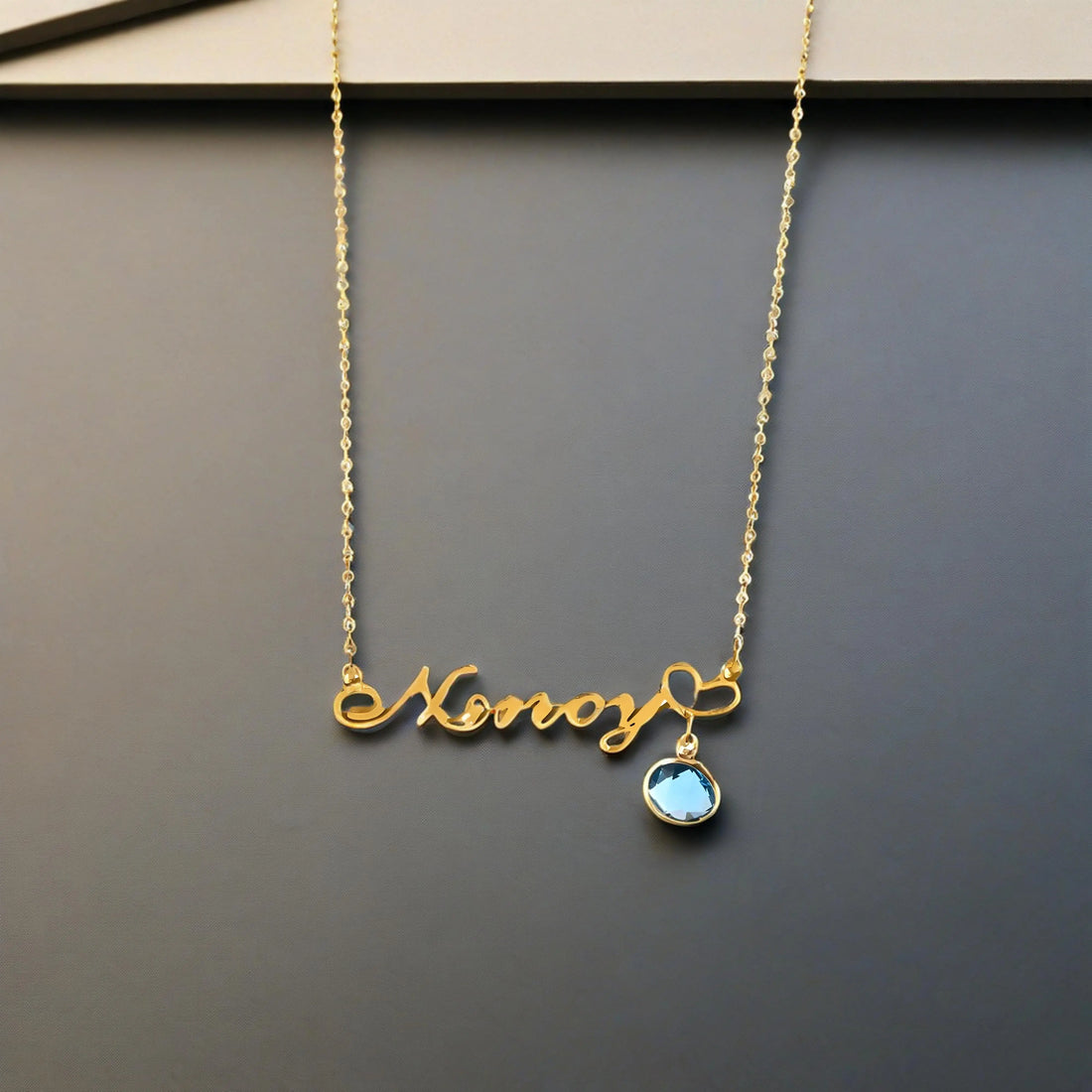 Personalized Gold - Plated Name Necklace with Birthstone Pendant, Customizable Jewelry for Women, Ideal Gift for Occasions