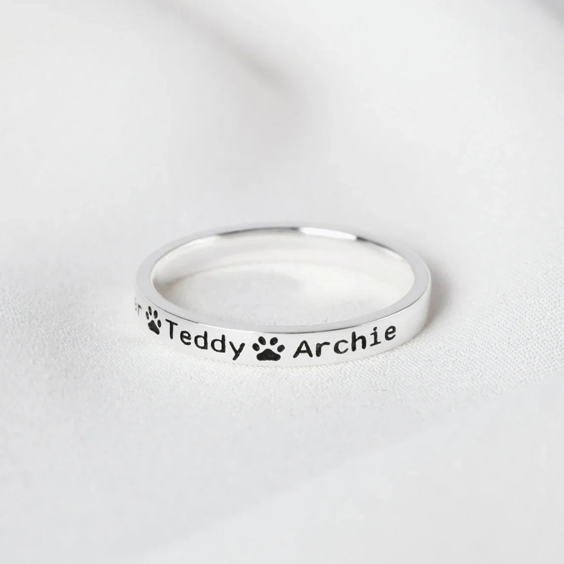 Personalized Pet Name Ring Custom Print  Name Jewelry Pet Lover Gift Memorial Pet Ring Dog Lover Gift