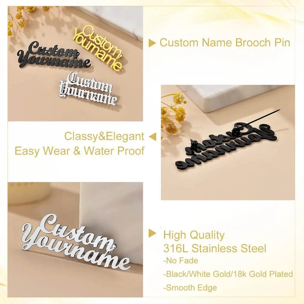 Personalized name pins, handmade custom text flip collar pins, collar pins, suit pins. A perfect personalized gift that can expr