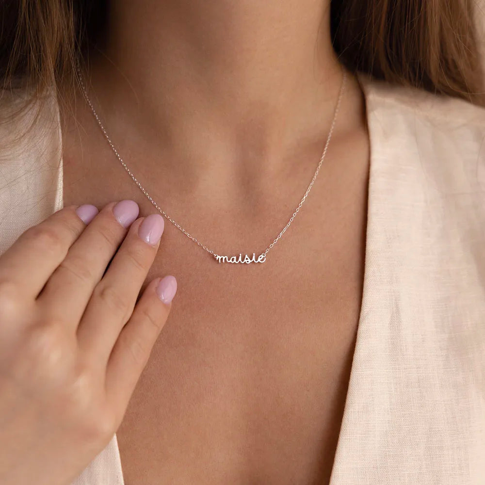 Personalized Name Necklace Customized Small Letter Stainless Steel Necklace Minimalist Delicate Charm Jewelry Gift for Her