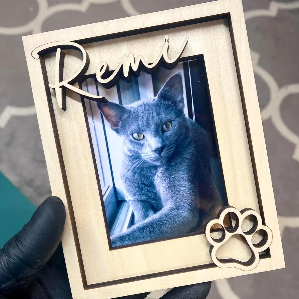 A personalized custom pet photo frame - personalized cat and dog photo frame, custom cat name photo frame, gift for cat lovers,