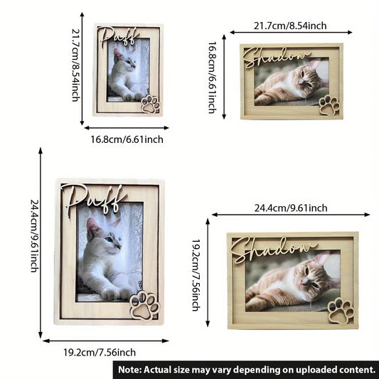 A personalized custom pet photo frame - personalized cat and dog photo frame, custom cat name photo frame, gift for cat lovers,