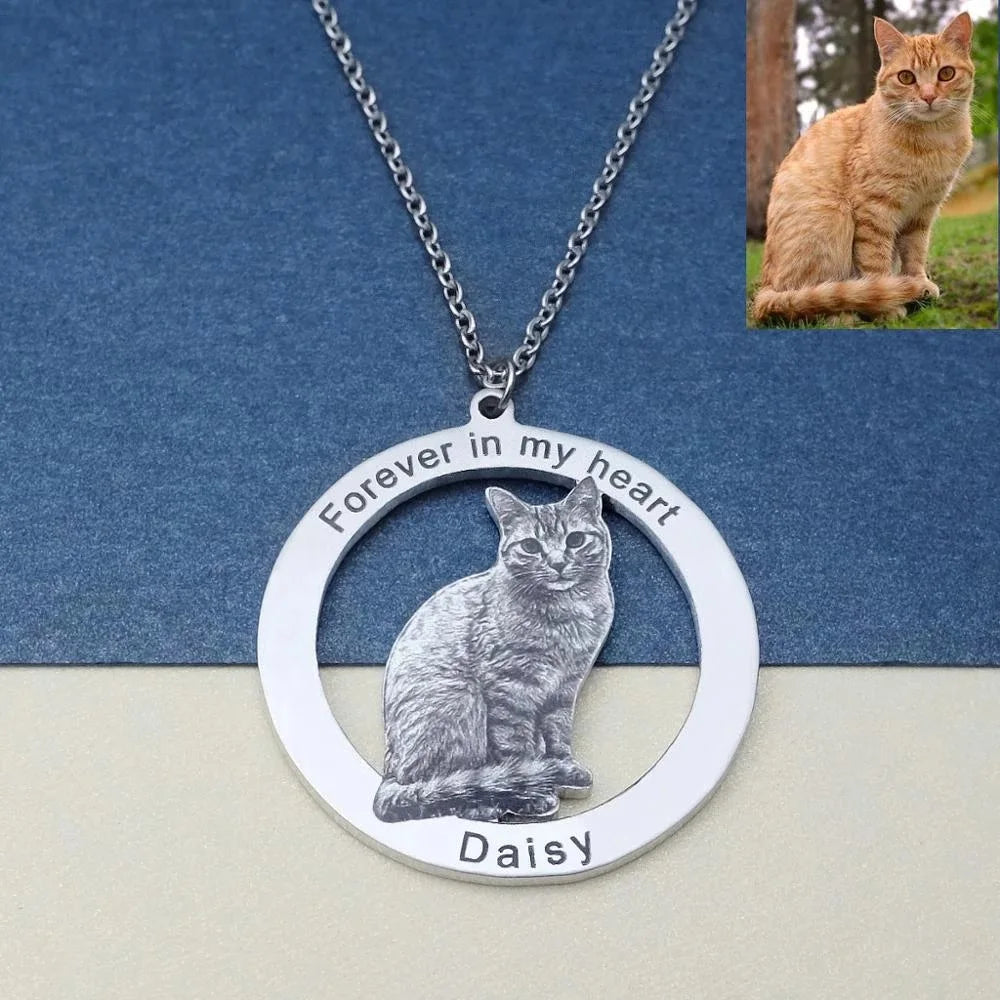 Personalized Pet Picture Necklace Custom Portrait Your Dog Pets Photo Necklace Cat Jewelry Pet Memorial Jewelry Dog Lover Gift