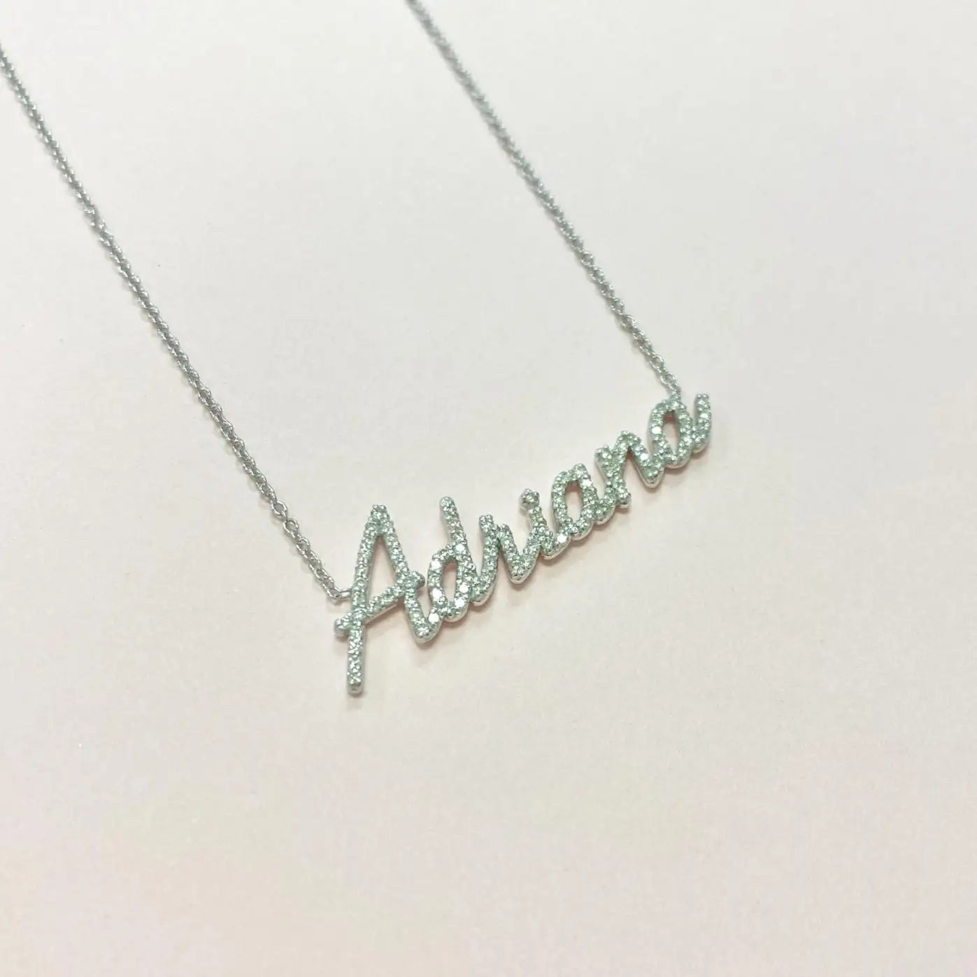 Personalized Nameplate Diamond Necklace Custom Text Diamond Name Necklace Personalized Custom Jewelry Holiday Gift For Mother