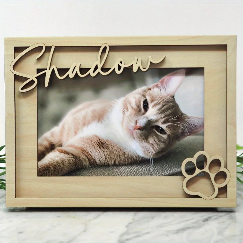 A personalized custom pet photo frame - personalized cat and dog photo frame, custom cat name photo frame, gift for cat lovers,