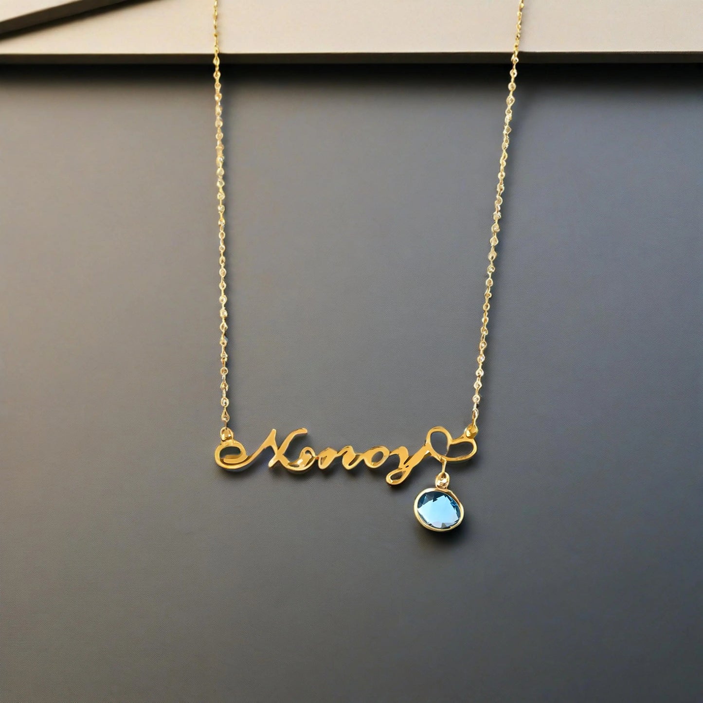 Personalized Gold - Plated Name Necklace with Birthstone Pendant, Customizable Jewelry for Women, Ideal Gift for Occasions