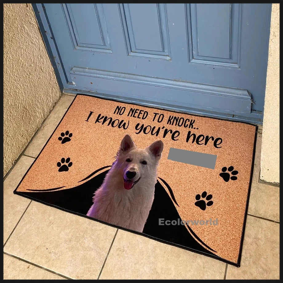 Personalized Dog Welcome Mat Custom Doormat With Pet's Photo Name Hallway Doorway Floor Mats Carpet Home Decor Accessory