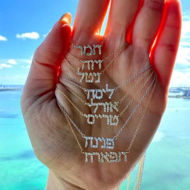 Personalized Nameplate Diamond Necklace Custom Text Diamond Name Necklace Personalized Custom Jewelry Holiday Gift For Mother